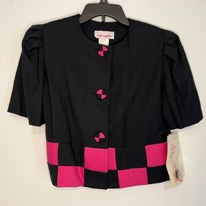 Vintage Vicky Vaughn Pink and Black 80s style Blazer Top Size 9/10 NEW